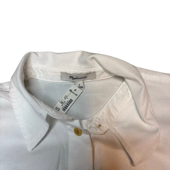 NWT Women’s Relaxed Dolman Button-Up Shirt White Tencel Size S - Picture 6 of 7